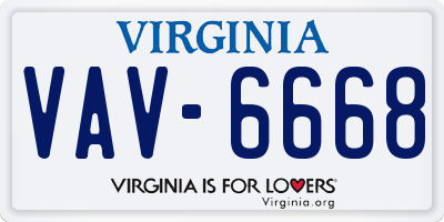 VA license plate VAV6668