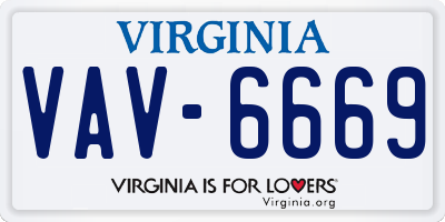 VA license plate VAV6669