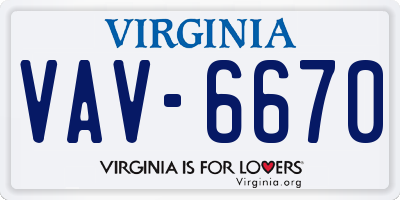 VA license plate VAV6670