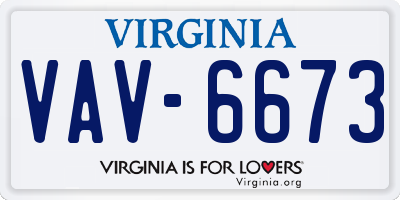 VA license plate VAV6673