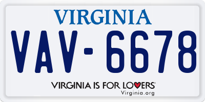 VA license plate VAV6678