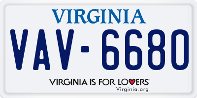 VA license plate VAV6680