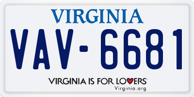 VA license plate VAV6681