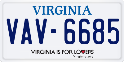 VA license plate VAV6685
