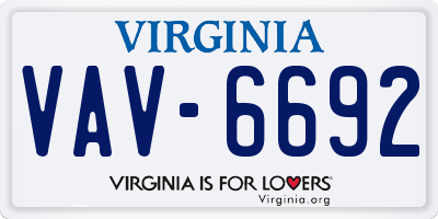 VA license plate VAV6692