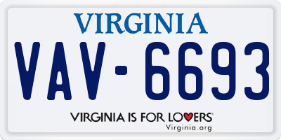 VA license plate VAV6693