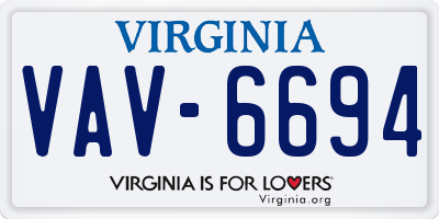 VA license plate VAV6694
