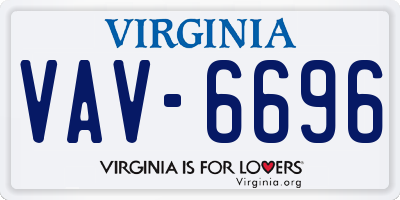 VA license plate VAV6696