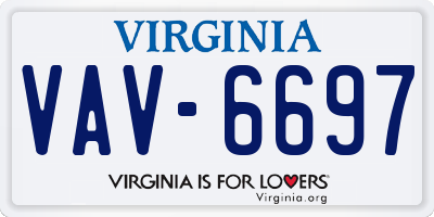 VA license plate VAV6697