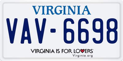 VA license plate VAV6698