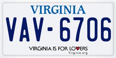 VA license plate VAV6706