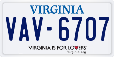 VA license plate VAV6707