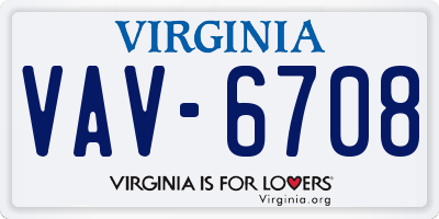 VA license plate VAV6708