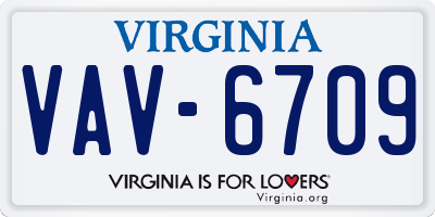 VA license plate VAV6709