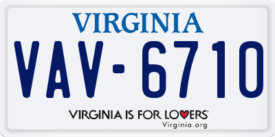 VA license plate VAV6710