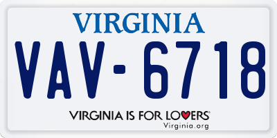 VA license plate VAV6718