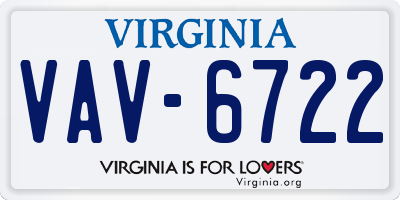 VA license plate VAV6722
