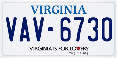 VA license plate VAV6730