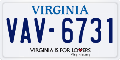 VA license plate VAV6731