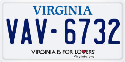 VA license plate VAV6732