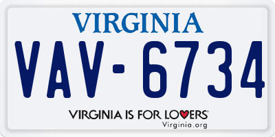 VA license plate VAV6734