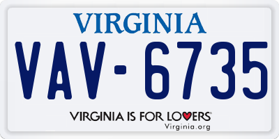 VA license plate VAV6735