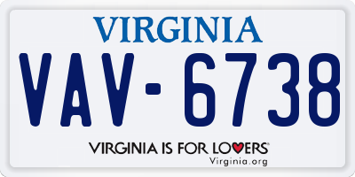 VA license plate VAV6738