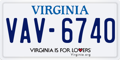 VA license plate VAV6740