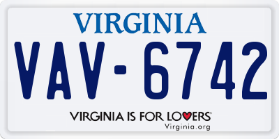 VA license plate VAV6742
