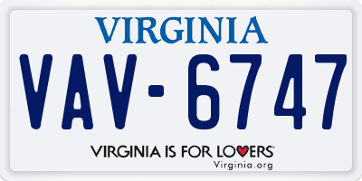 VA license plate VAV6747