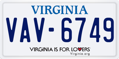 VA license plate VAV6749