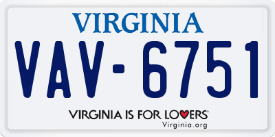 VA license plate VAV6751