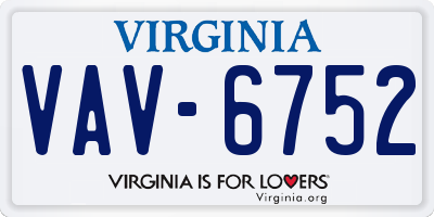 VA license plate VAV6752