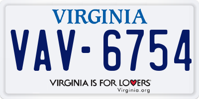 VA license plate VAV6754