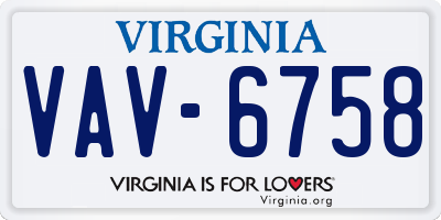 VA license plate VAV6758