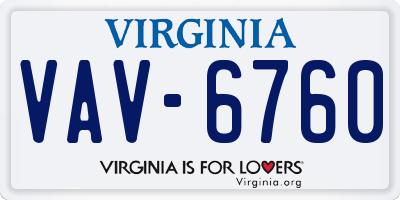 VA license plate VAV6760