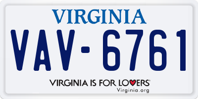 VA license plate VAV6761