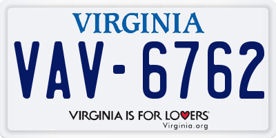 VA license plate VAV6762