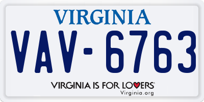 VA license plate VAV6763