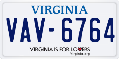 VA license plate VAV6764