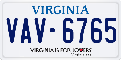 VA license plate VAV6765