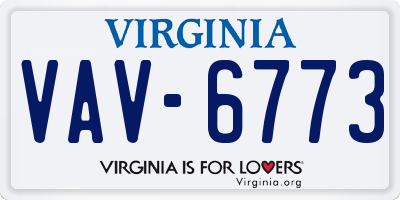 VA license plate VAV6773