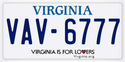 VA license plate VAV6777
