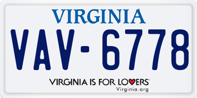 VA license plate VAV6778