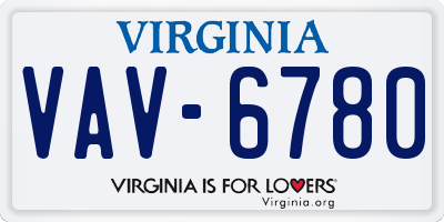 VA license plate VAV6780