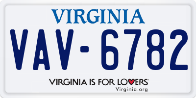 VA license plate VAV6782
