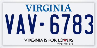 VA license plate VAV6783