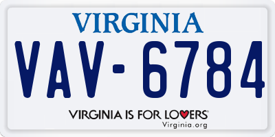 VA license plate VAV6784