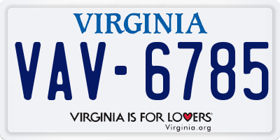 VA license plate VAV6785