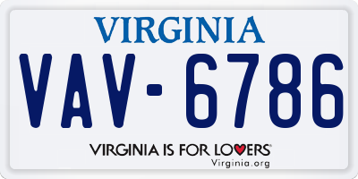 VA license plate VAV6786